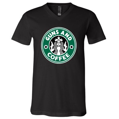 Guns And Coffee V-Neck T-Shirt