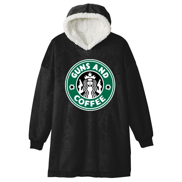 Guns And Coffee Hooded Wearable Blanket