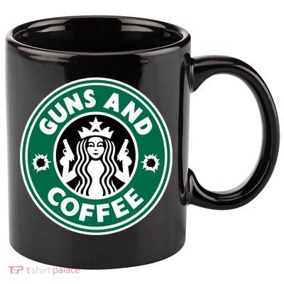 Guns And Coffee 11oz C Handle Ceramic Mug