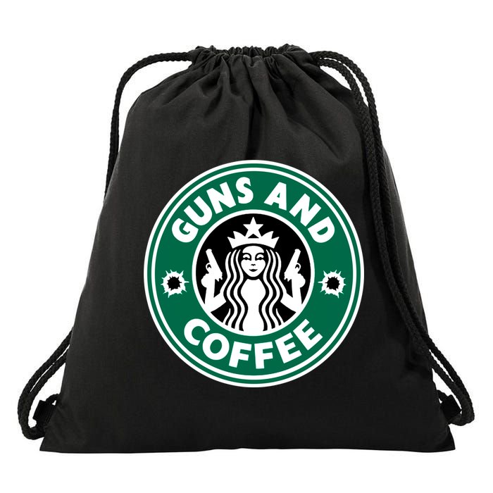 Guns And Coffee Drawstring Bag