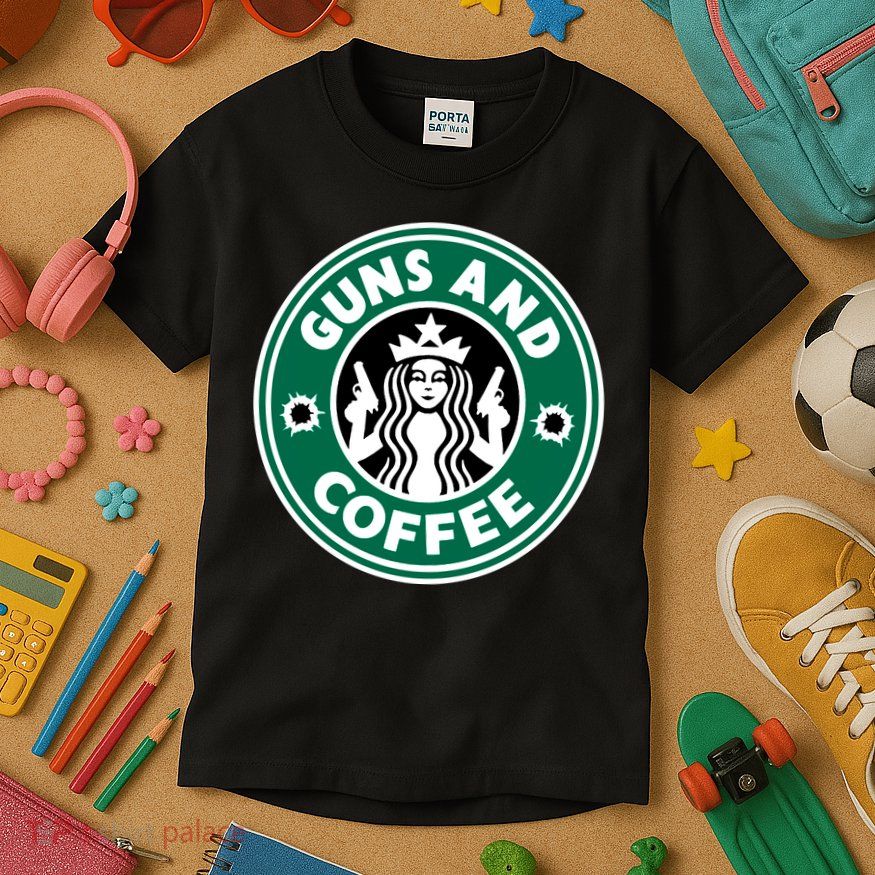 Guns And Coffee Kids T-Shirt