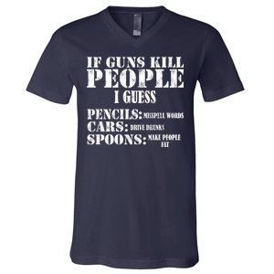 Guns Kill People Cars Drive Drunk V-Neck T-Shirt