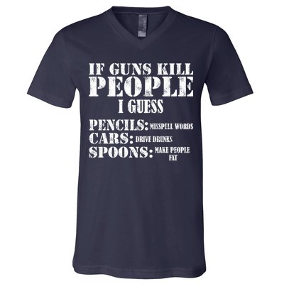 Guns Kill People Cars Drive Drunk V-Neck T-Shirt
