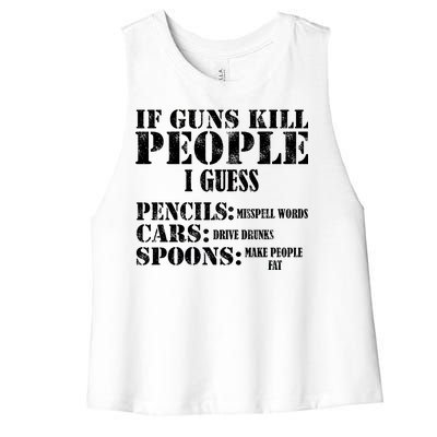 Guns Kill People Cars Drive Drunk Women's Racerback Cropped Tank