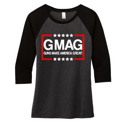 Guns Make America Great Women's Tri-Blend 3/4-Sleeve Raglan Shirt