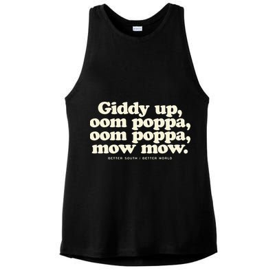 Giddy Up Oom Poppa Omm Poppa Mow Mow Better South Better Ladies PosiCharge Tri-Blend Wicking Tank