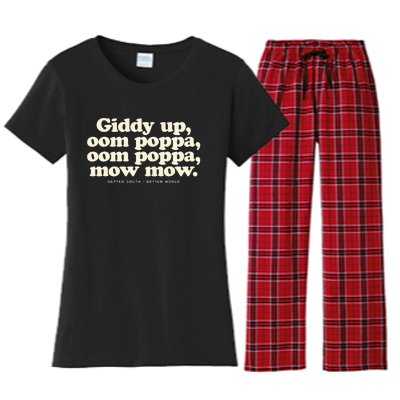 Giddy Up Oom Poppa Omm Poppa Mow Mow Better South Better Women's Flannel Pajama Set