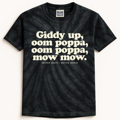 Giddy Up Oom Poppa Omm Poppa Mow Mow Better South Better Kids Tie-Dye T-Shirt