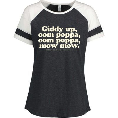 Giddy Up Oom Poppa Omm Poppa Mow Mow Better South Better Enza Ladies Jersey Colorblock Tee