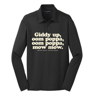 Giddy Up Oom Poppa Omm Poppa Mow Mow Better South Better Silk Touch Performance Long Sleeve Polo