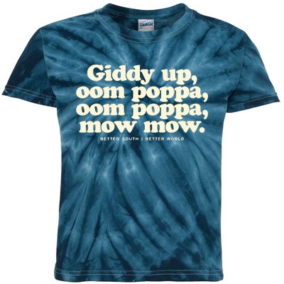 Giddy Up Oom Poppa Omm Poppa Mow Mow Better South Better Kids Tie-Dye T-Shirt