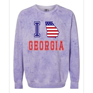 Georgia Usa Patriotic Usa Flag I Love Georgia Cool Gift Colorblast Crewneck Sweatshirt