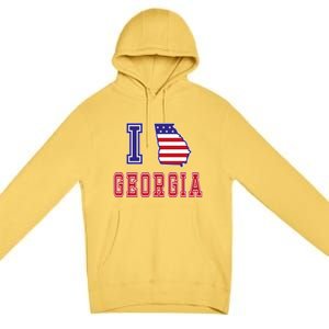 Georgia Usa Patriotic Usa Flag I Love Georgia Cool Gift Premium Pullover Hoodie