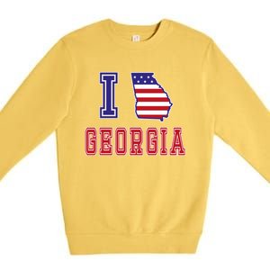 Georgia Usa Patriotic Usa Flag I Love Georgia Cool Gift Premium Crewneck Sweatshirt