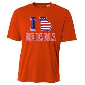 Georgia Usa Patriotic Usa Flag I Love Georgia Cool Gift Cooling Performance Crew T-Shirt