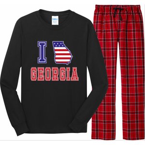 Georgia Usa Patriotic Usa Flag I Love Georgia Cool Gift Long Sleeve Pajama Set