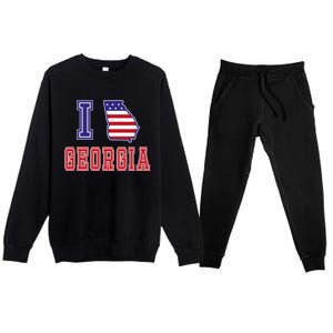 Georgia Usa Patriotic Usa Flag I Love Georgia Cool Gift Premium Crewneck Sweatsuit Set