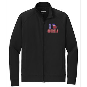 Georgia Usa Patriotic Usa Flag I Love Georgia Cool Gift Stretch Full-Zip Cadet Jacket