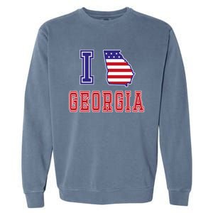 Georgia Usa Patriotic Usa Flag I Love Georgia Cool Gift Garment-Dyed Sweatshirt