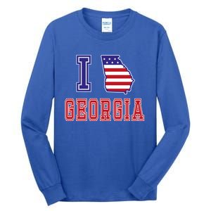 Georgia Usa Patriotic Usa Flag I Love Georgia Cool Gift Tall Long Sleeve T-Shirt