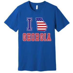 Georgia Usa Patriotic Usa Flag I Love Georgia Cool Gift Premium T-Shirt