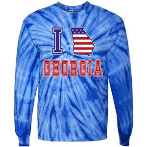 Georgia Usa Patriotic Usa Flag I Love Georgia Cool Gift Tie-Dye Long Sleeve Shirt