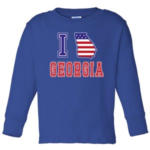 Georgia Usa Patriotic Usa Flag I Love Georgia Cool Gift Toddler Long Sleeve Shirt