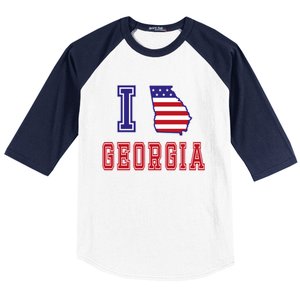 Georgia Usa Patriotic Usa Flag I Love Georgia Cool Gift Baseball Sleeve Shirt