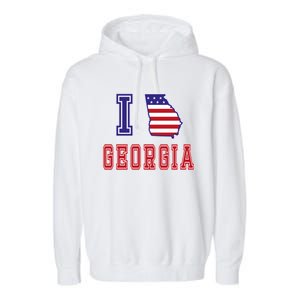 Georgia Usa Patriotic Usa Flag I Love Georgia Cool Gift Garment-Dyed Fleece Hoodie