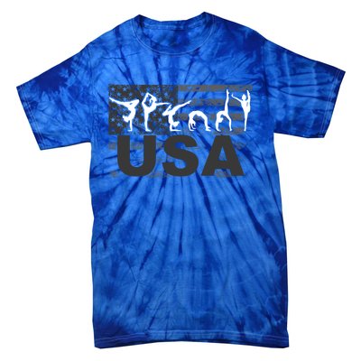 Gymnastics Usa Patriotism Funny Sports Us American Gift Funny Gift Tie-Dye T-Shirt