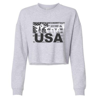 Gymnastics Usa Patriotism Funny Sports Us American Gift Funny Gift Cropped Pullover Crew