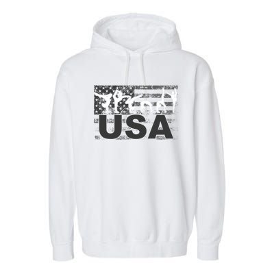 Gymnastics Usa Patriotism Funny Sports Us American Gift Funny Gift Garment-Dyed Fleece Hoodie