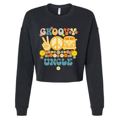 Groovy Uncle Retro Matching Family Baby Shower Father's Day Cropped Pullover Crew