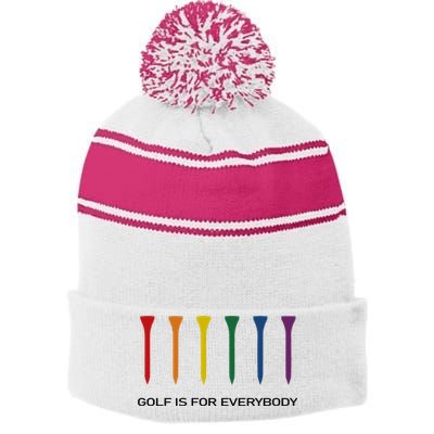 Ground Under Repair Golf Is For Everybody Stripe Pom Pom Beanie