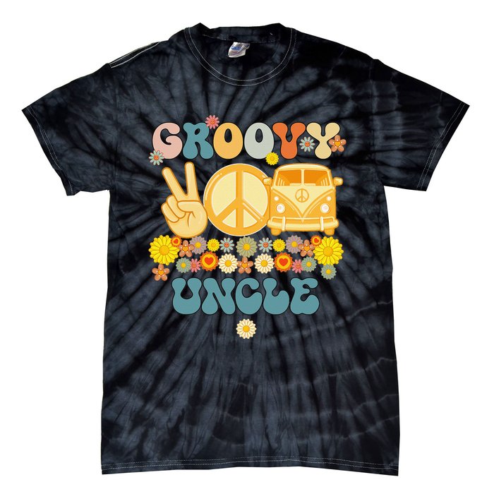 Groovy Uncle Retro Matching Family Baby Shower Father's Day Tie-Dye T-Shirt