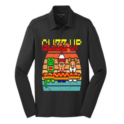 Glizz Up Retro Design Silk Touch Performance Long Sleeve Polo