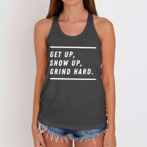 Get Up Show Up Grind Hard. Women's Knotted Racerback Tank