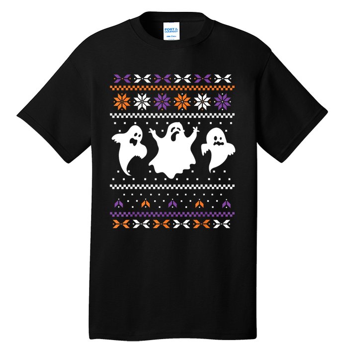 Ghost Ugly Sweater Halloween Christmas Sweater Tall T-Shirt