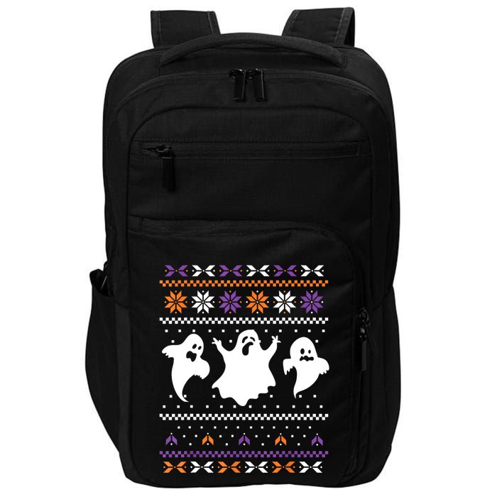 Ghost Ugly Sweater Halloween Christmas Sweater Impact Tech Backpack