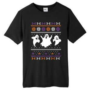 Ghost Ugly Sweater Halloween Christmas Sweater Tall Fusion ChromaSoft Performance T-Shirt