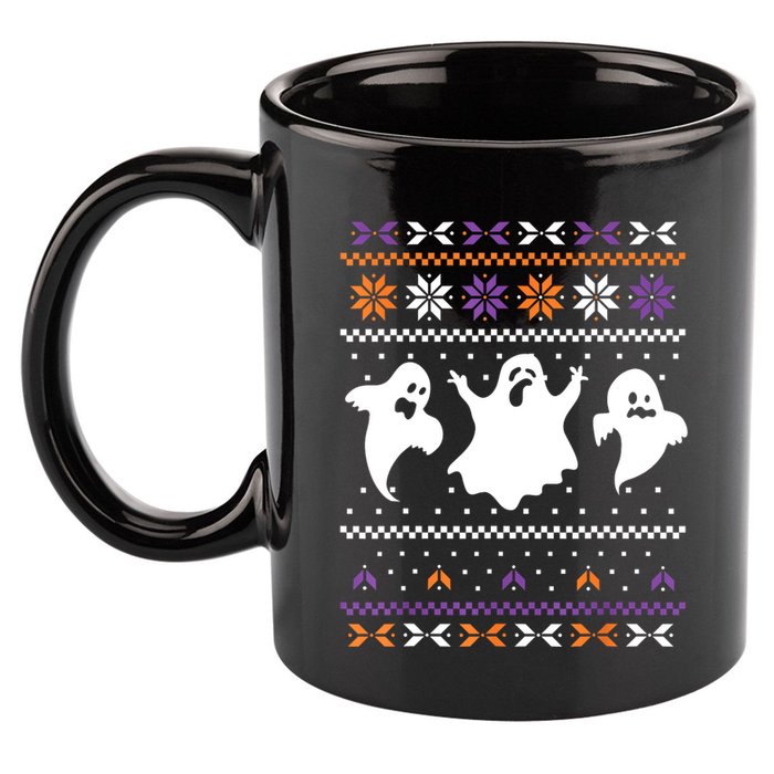 Ghost Ugly Sweater Halloween Christmas Sweater 11oz C Handle Ceramic Mug