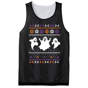 Ghost Ugly Sweater Halloween Christmas Sweater Mesh Reversible Basketball Jersey Tank