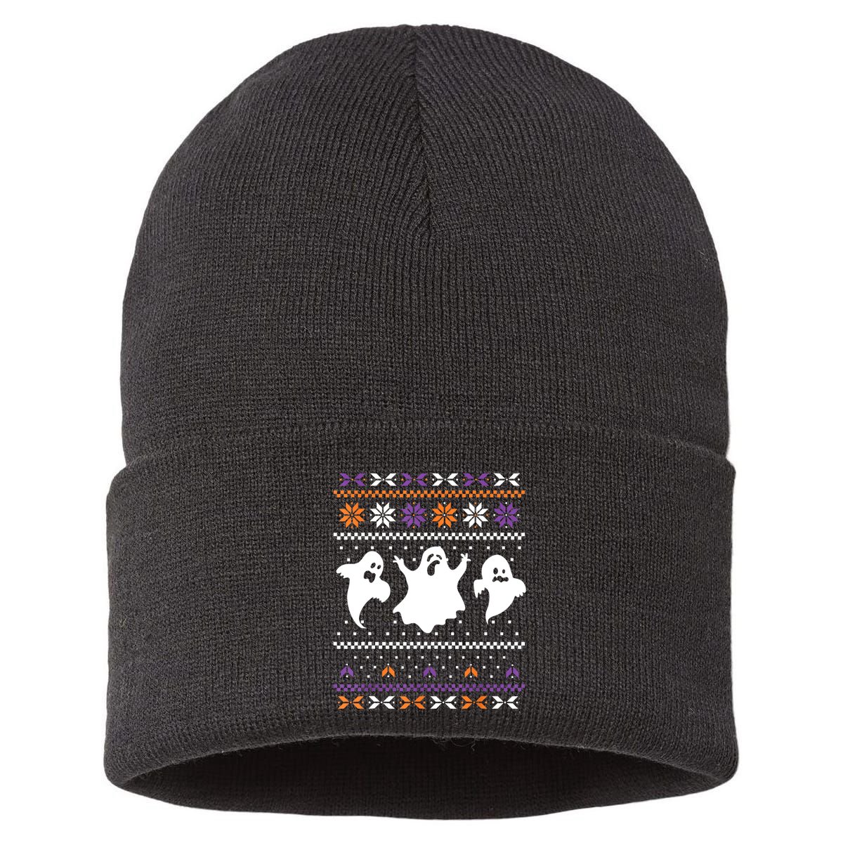 Ghost Ugly Sweater Halloween Christmas Sweater Sustainable Knit Beanie