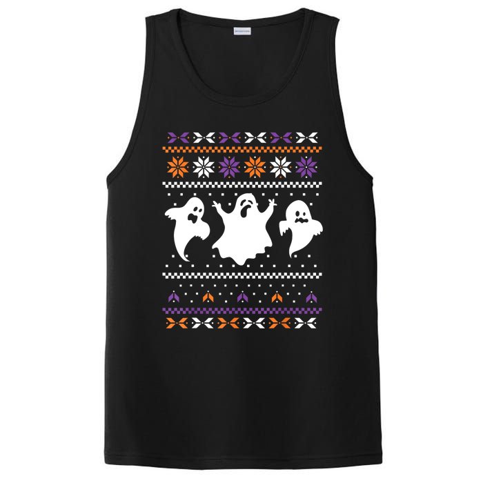 Ghost Ugly Sweater Halloween Christmas Sweater PosiCharge Competitor Tank