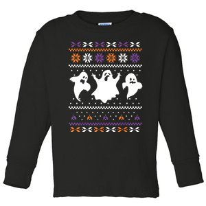 Ghost Ugly Sweater Halloween Christmas Sweater Toddler Long Sleeve Shirt