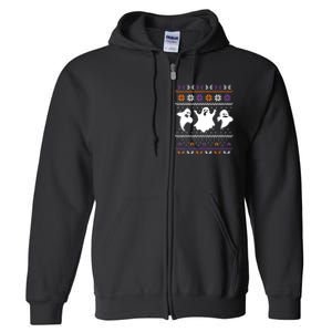 Ghost Ugly Sweater Halloween Christmas Sweater Full Zip Hoodie