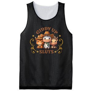 Giddy Up Sluts Funny Western Cow Ranch Rodeo Country Cow Mesh Reversible Basketball Jersey Tank