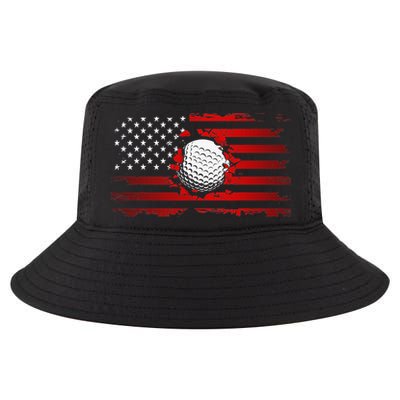 Golf USA Support Team American Flag Golf Sports Cool Comfort Performance Bucket Hat