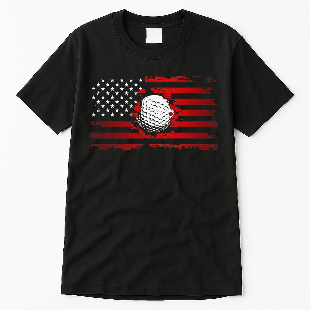 Golf USA Support Team American Flag Golf Sports Tall T-Shirt