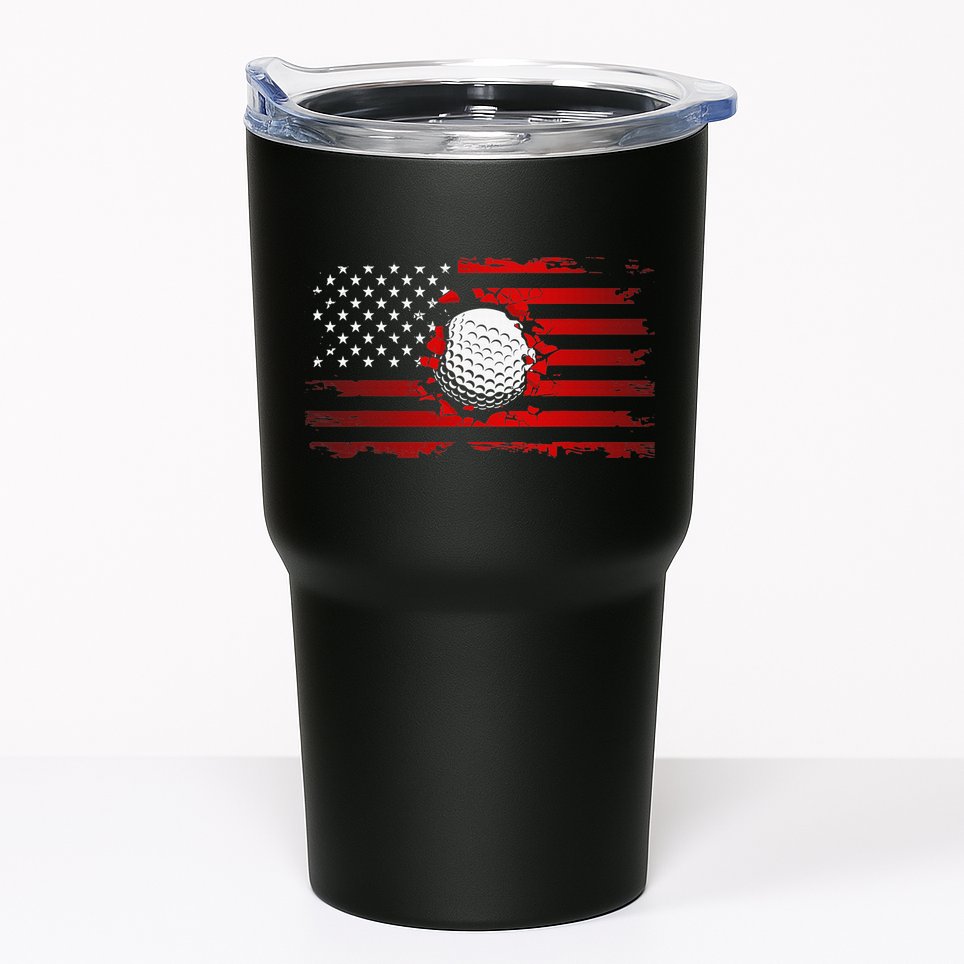 Golf USA Support Team American Flag Golf Sports Tumbler